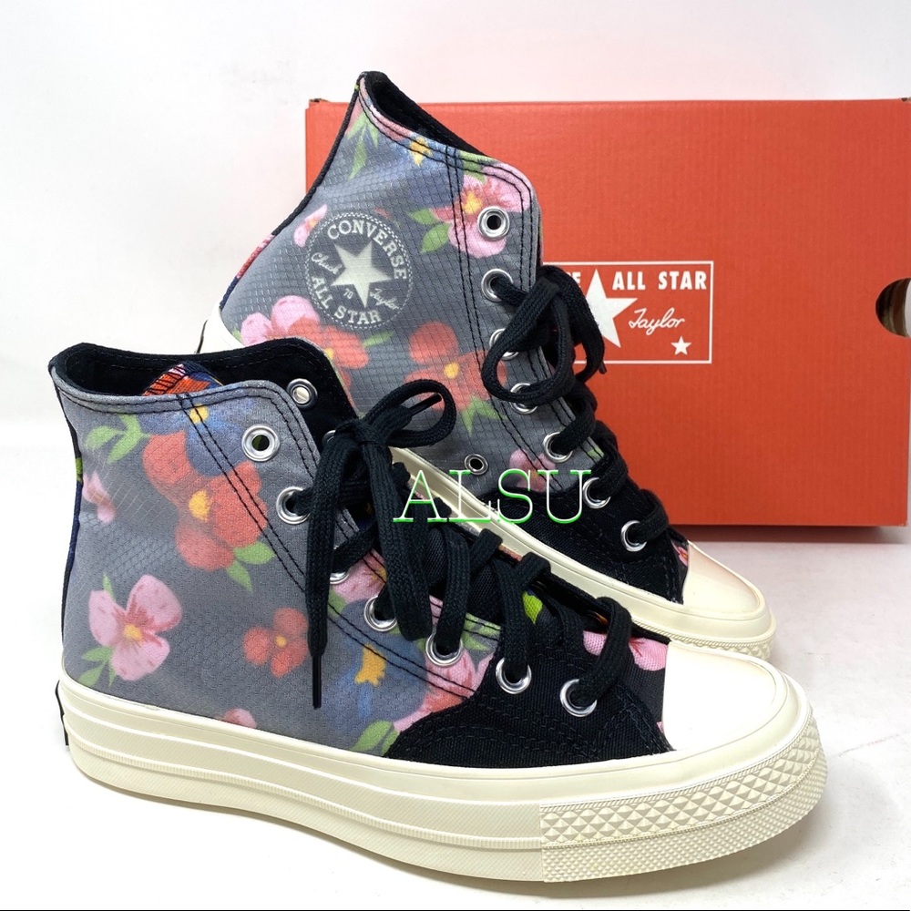 Converse Chuck 70 High Black Multi Canvas Casual Women's Sneakers Size 168260C - Picture 6 of 9